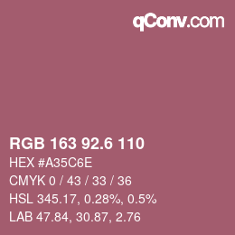 カラーコード: RGB 163 92.6 110 | qconv.com