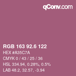 カラーコード: RGB 163 92.6 122 | qconv.com