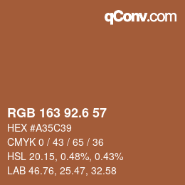 カラーコード: RGB 163 92.6 57 | qconv.com