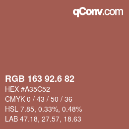 カラーコード: RGB 163 92.6 82 | qconv.com