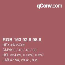 カラーコード: RGB 163 92.6 98.6 | qconv.com