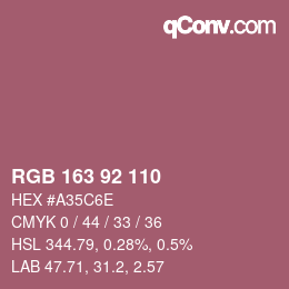 颜色代码: RGB 163 92 110 | qconv.com