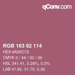 颜色代码: RGB 163 92 114 | qconv.com
