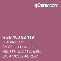 颜色代码: RGB 163 92 119 | qconv.com