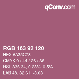 颜色代码: RGB 163 92 120 | qconv.com