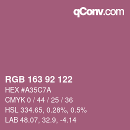 颜色代码: RGB 163 92 122 | qconv.com