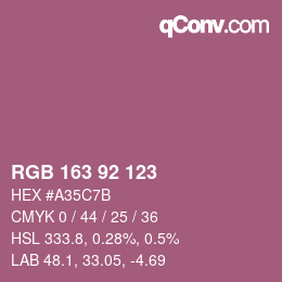 颜色代码: RGB 163 92 123 | qconv.com