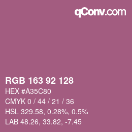 颜色代码: RGB 163 92 128 | qconv.com