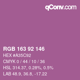 Color code: RGB 163 92 146 | qconv.com