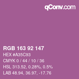 颜色代码: RGB 163 92 147 | qconv.com