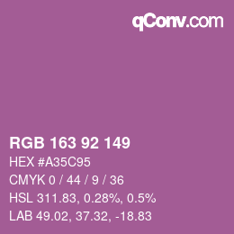 颜色代码: RGB 163 92 149 | qconv.com