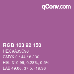 颜色代码: RGB 163 92 150 | qconv.com