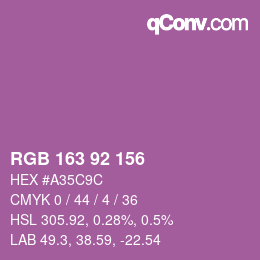 颜色代码: RGB 163 92 156 | qconv.com