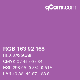 颜色代码: RGB 163 92 168 | qconv.com