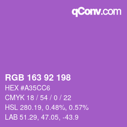 カラーコード: RGB 163 92 198 | qconv.com