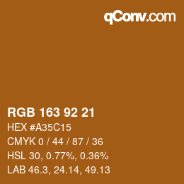 颜色代码: RGB 163 92 21 | qconv.com