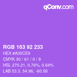カラーコード: RGB 163 92 233 | qconv.com
