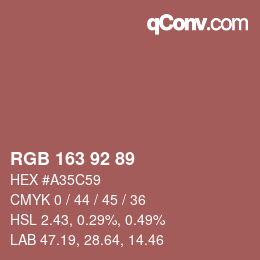 カラーコード: RGB 163 92 89 | qconv.com