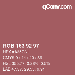 Código de color: RGB 163 92 97 | qconv.com