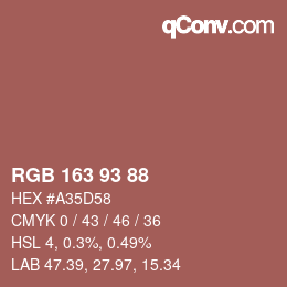 カラーコード: RGB 163 93 88 | qconv.com
