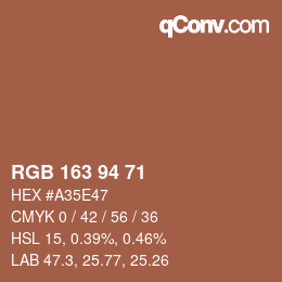 颜色代码: RGB 163 94 71 | qconv.com