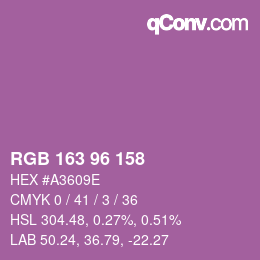 Color code: RGB 163 96 158 | qconv.com