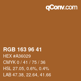 颜色代码: RGB 163 96 41 | qconv.com