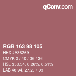 カラーコード: RGB 163 98 105 | qconv.com