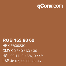 カラーコード: RGB 163 98 60 | qconv.com