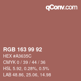 Color code: RGB 163 99 92 | qconv.com