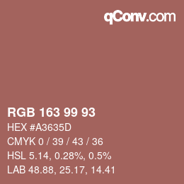 Color code: RGB 163 99 93 | qconv.com
