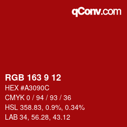 Color code: RGB 163 9 12 | qconv.com