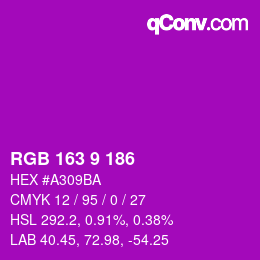 カラーコード: RGB 163 9 186 | qconv.com