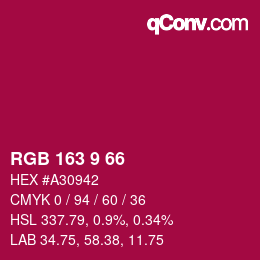 Color code: RGB 163 9 66 | qconv.com