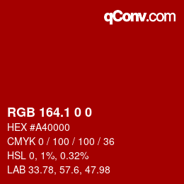 Color code: RGB 164.1 0 0 | qconv.com