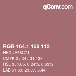 カラーコード: RGB 164.1 108 113 | qconv.com