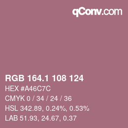 カラーコード: RGB 164.1 108 124 | qconv.com