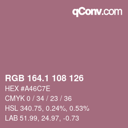 カラーコード: RGB 164.1 108 126 | qconv.com