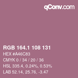 カラーコード: RGB 164.1 108 131 | qconv.com