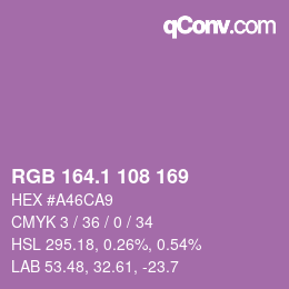 カラーコード: RGB 164.1 108 169 | qconv.com