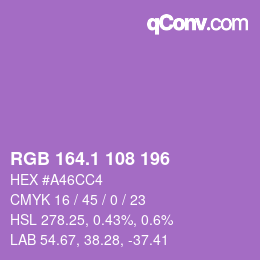 カラーコード: RGB 164.1 108 196 | qconv.com