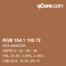 カラーコード: RGB 164.1 108 72 | qconv.com