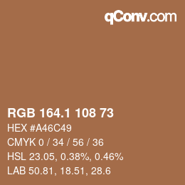 カラーコード: RGB 164.1 108 73 | qconv.com
