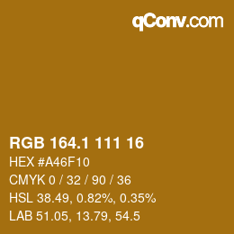 カラーコード: RGB 164.1 111 16 | qconv.com