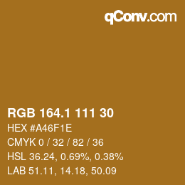 カラーコード: RGB 164.1 111 30 | qconv.com
