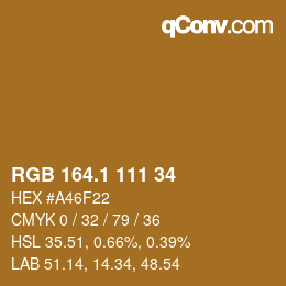 カラーコード: RGB 164.1 111 34 | qconv.com