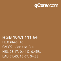 カラーコード: RGB 164.1 111 64 | qconv.com