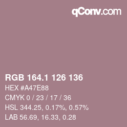 カラーコード: RGB 164.1 126 136 | qconv.com