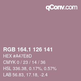 カラーコード: RGB 164.1 126 141 | qconv.com
