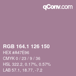 カラーコード: RGB 164.1 126 150 | qconv.com
